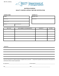 Document preview: Form BR307 Quality Control Asphalt Mixture Certification - New York
