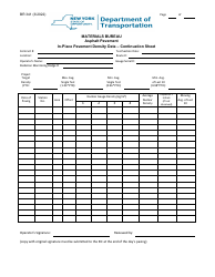 Document preview: Form BR341 Asphalt Pavement in-Place Pavement Density Data - Continuation Sheet - New York
