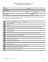 Special Education Advisory Panel (Seap) Idaho Membership Application - Idaho, Page 2