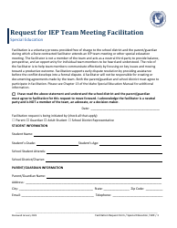 Request for Iep Team Meeting Facilitation - Special Education - Idaho