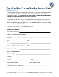 Document preview: Expedited Due Process Hearing Request Form - Special Education - Idaho