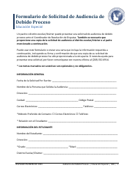 Document preview: Formulario De Solicitud De Audiencia De Debido Proceso - Educacion Especial - Idaho (Spanish)