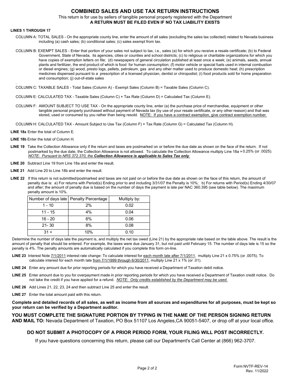 Form Nvtf Rev 14 Fill Out Sign Online And Download Fillable Pdf Nevada Templateroller 0739