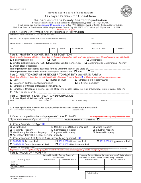 Form 5101SBE 2024 Printable Pdf