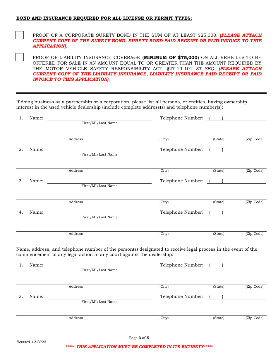 Arkansas Used Motor Vehicle Dealer License Application Form Fill Out, Sign Online and Download