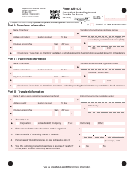 Document preview: Form AU-330 Connecticut Controlling Interest Transfer Tax Return - Connecticut