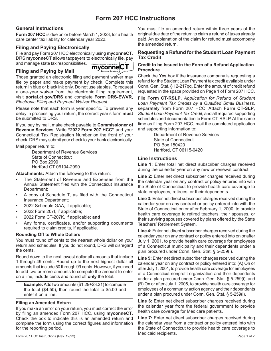 Form 207 HCC Connecticut Health Care Center Tax Return - Connecticut, Page 3