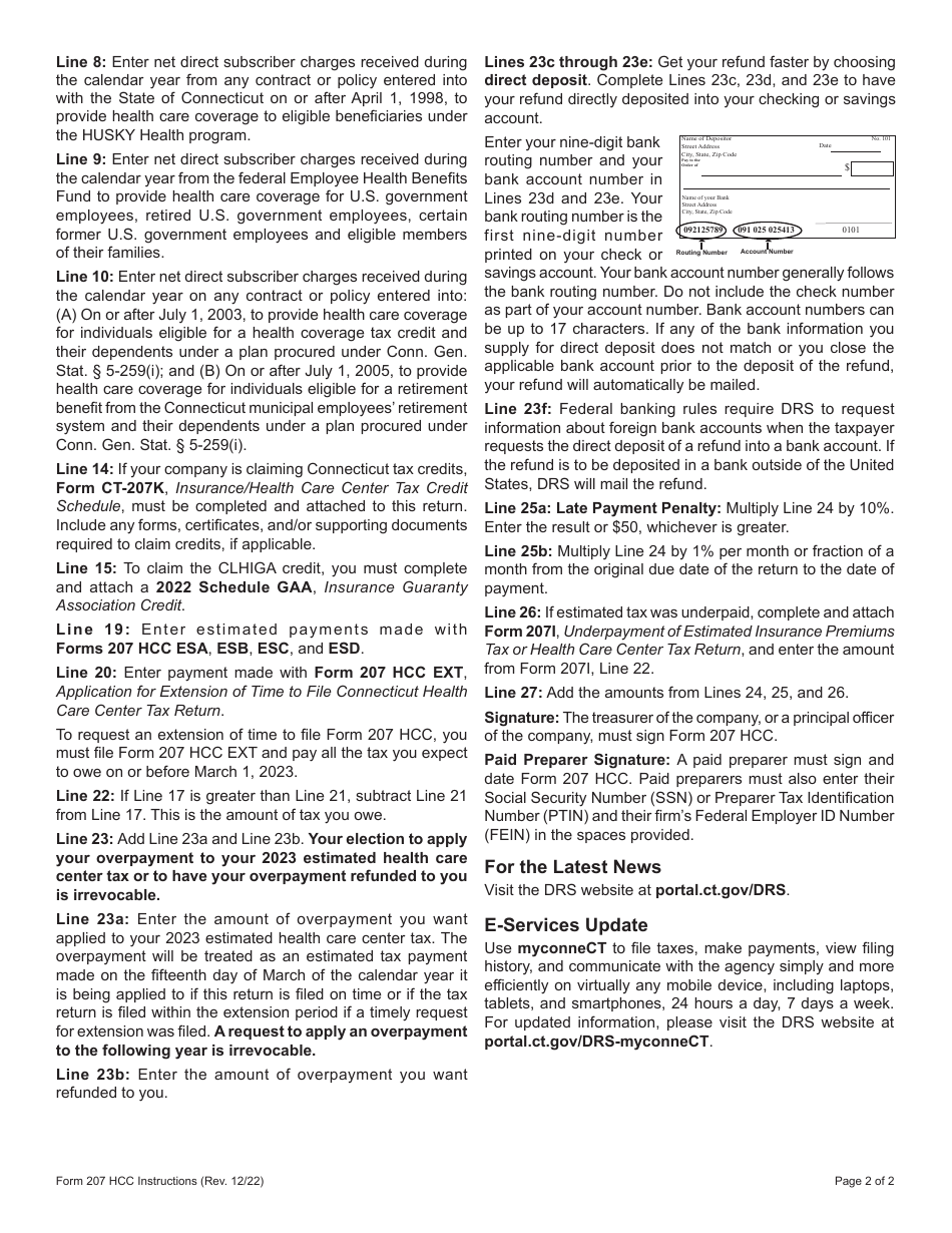 Form 207 HCC Connecticut Health Care Center Tax Return - Connecticut, Page 4