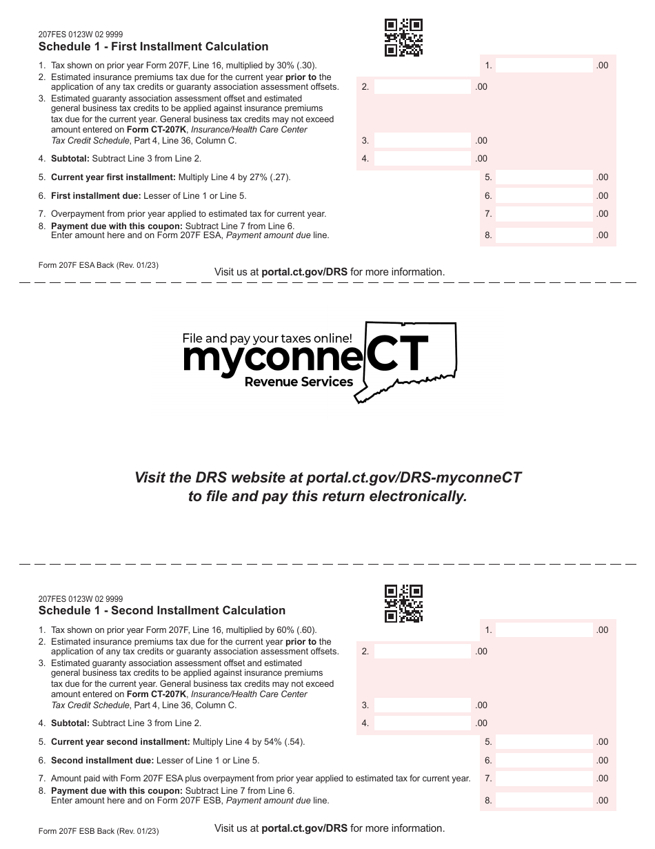 Form 207F ES Estimated Insurance Premiums Tax - Nonresident and Foreign Insurance Companies - Connecticut, Page 2