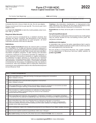 Document preview: Form CT-1120 HCIC Human Capital Investment Tax Credit - Connecticut, 2022