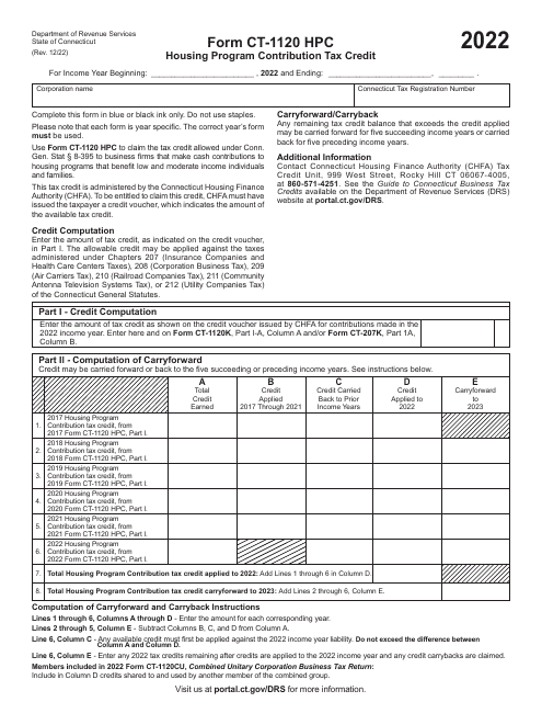 Form CT-1120 HPC 2022 Printable Pdf