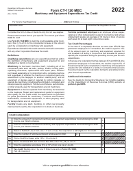 Document preview: Form CT-1120 MEC Machinery and Equipment Expenditures Tax Credit - Connecticut, 2022