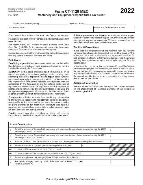 Form CT-1120 MEC 2022 Printable Pdf