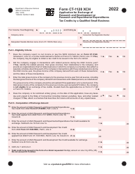Form CT-1120 XCH Application for Exchange of Research and Development or Research and Experimental Expenditures Tax Credits by a Qualified Small Business - Connecticut