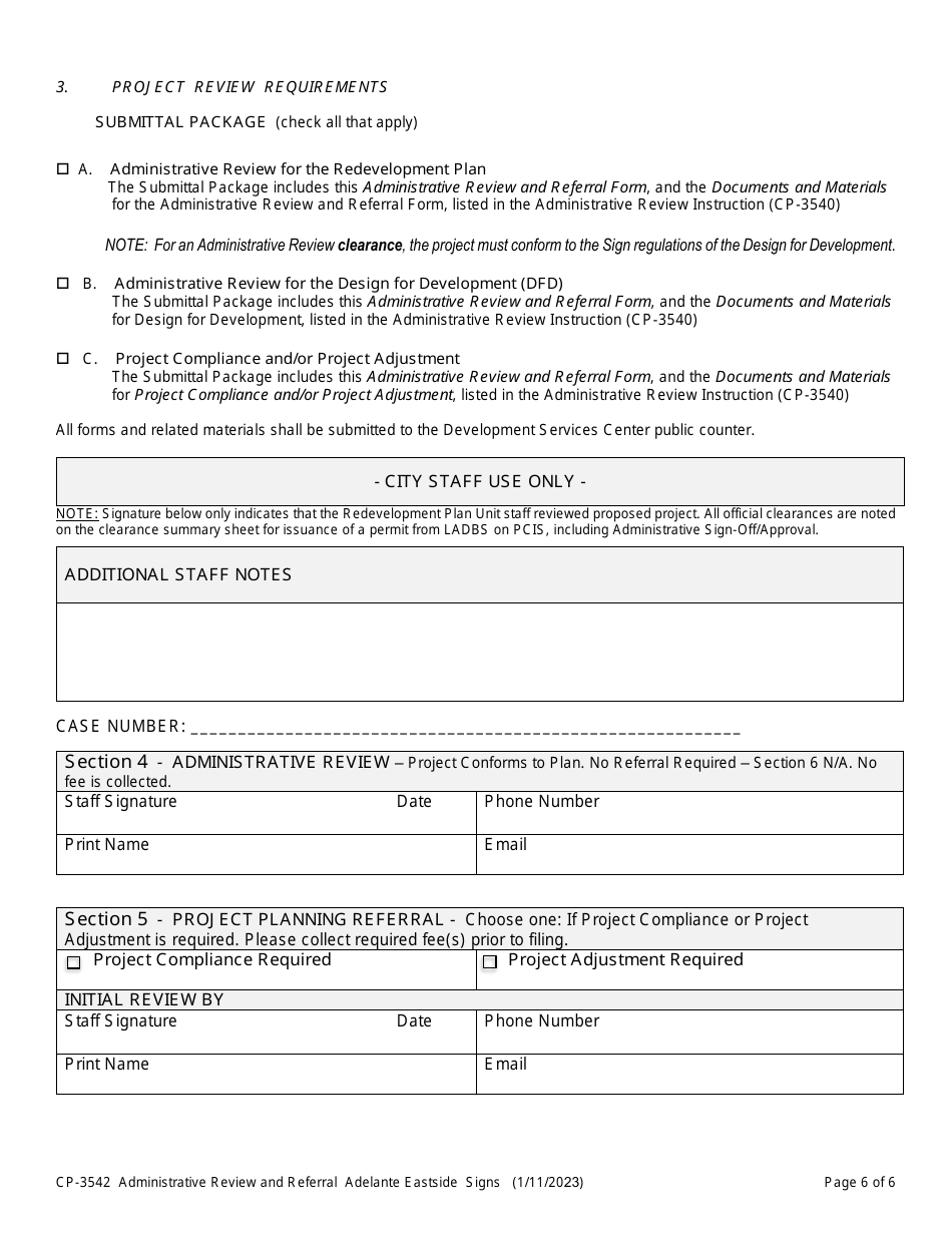 Form CP-3542 Redevelopment Project Area - Adelante Eastside Design for Development - Signs - Administrative Review and Referral - ity of Los Angeles, California, Page 6