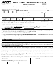 Document preview: Form 40-5122 Travel License/Identification Application - Arizona