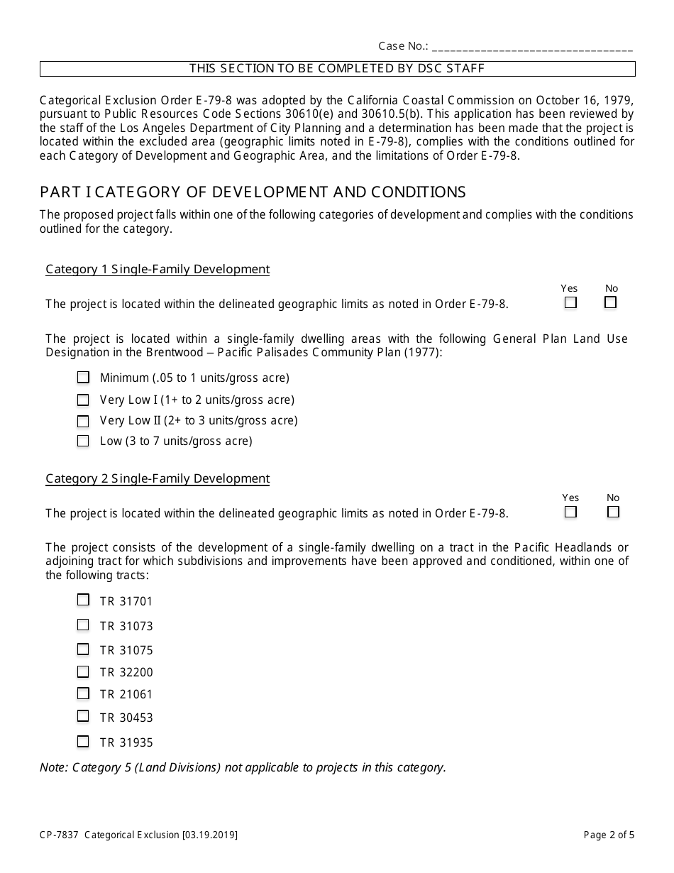 Categorical Exclusion (Catex) - Brentwood - Pacific Palisades Order E-79-8 - City of Los Angeles, California, Page 2