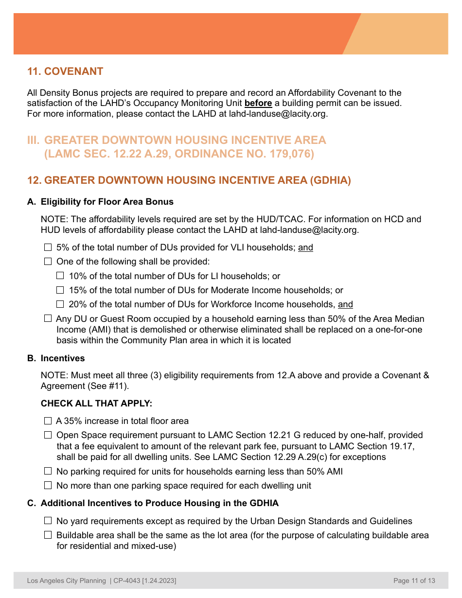 Form CP-4043 Affordable Housing Referral Form - City of Los Angeles, California, Page 11