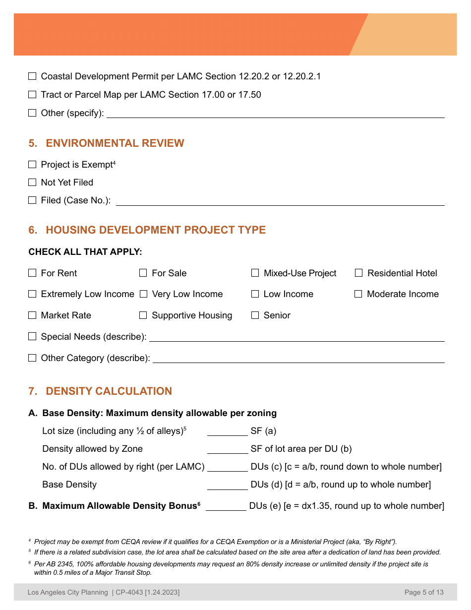 Form CP-4043 Affordable Housing Referral Form - City of Los Angeles, California, Page 5