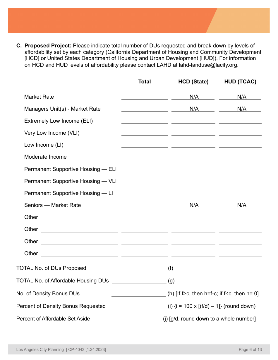 Form CP-4043 Affordable Housing Referral Form - City of Los Angeles, California, Page 6