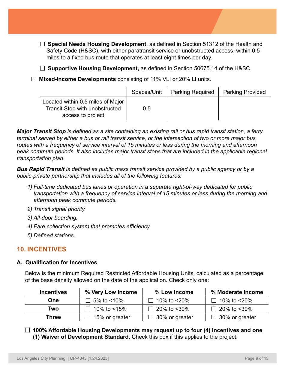 Form CP-4043 Affordable Housing Referral Form - City of Los Angeles, California, Page 9