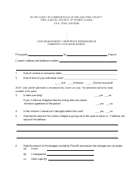 Form 01-111 Case Management Conference Memorandum - Commerce Case Management - Philadelphia County, Pennsylvania