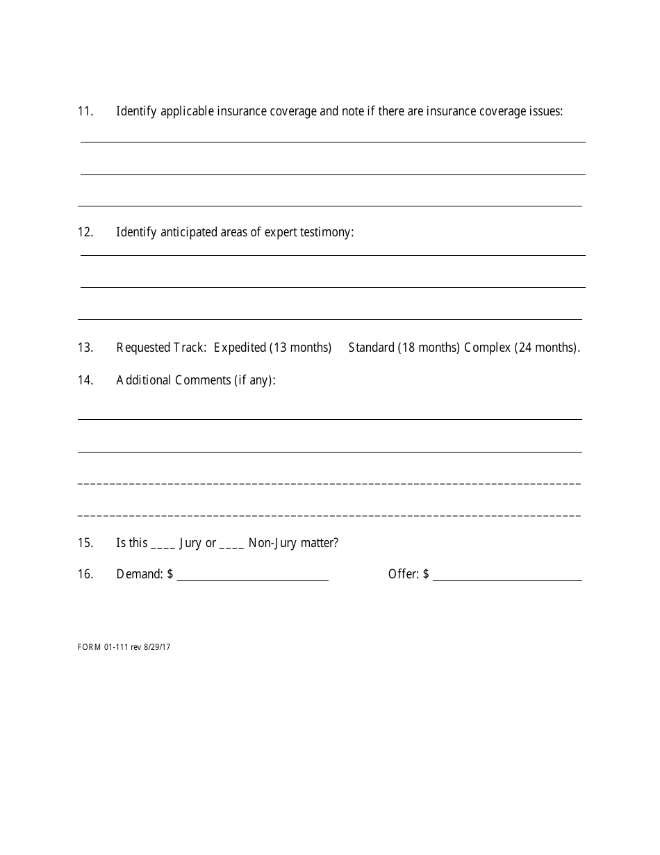 Form 01-111 Case Management Conference Memorandum - Commerce Case Management - Philadelphia County, Pennsylvania, Page 3