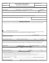 Document preview: Application for Administrative Search Warrant and Authorization - Philadelphia County, Pennsylvania