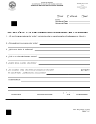 Document preview: Formulario 2006-EGS Declaracion Del Solicitante/Beneficiario Designando Fondos De Entierro - Nevada (Spanish)