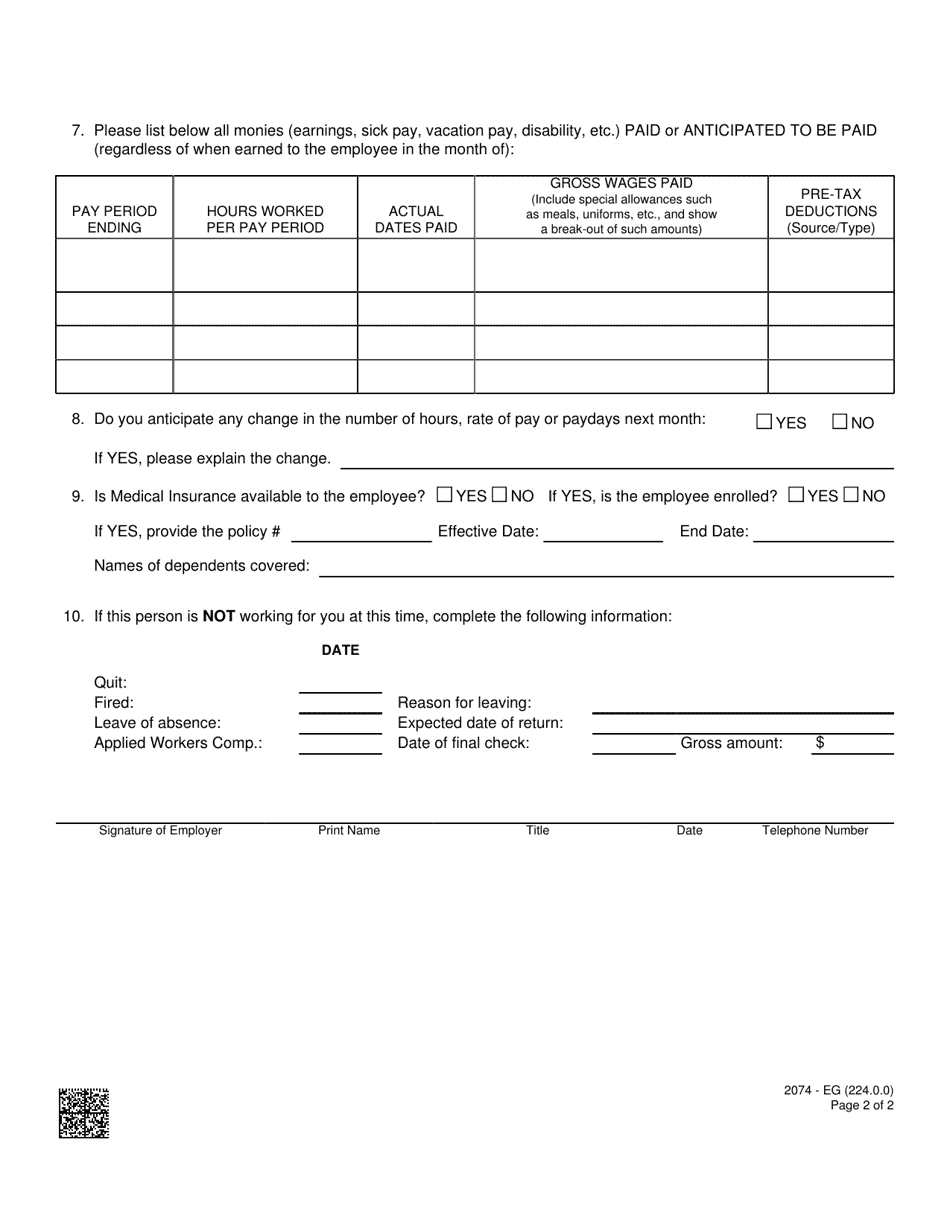 Form 2074-EG - Fill Out, Sign Online and Download Fillable PDF, Nevada ...