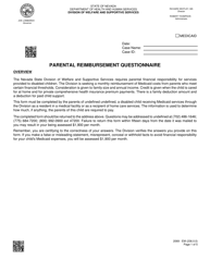 Form 2069-EM Parental Reimbursement Questionnaire - Nevada