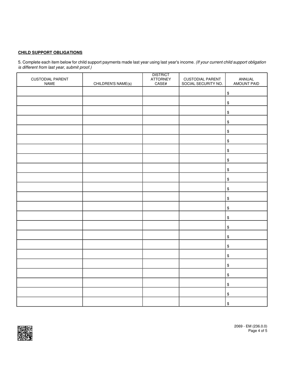 Form 2069-EM Parental Reimbursement Questionnaire - Nevada, Page 4