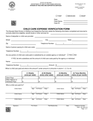 Document preview: Form 2329-EE Child Care Expense Verification Form - Nevada