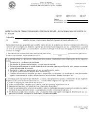 Document preview: Formulario 2601B-S Notificacion De Transferencia/Disposicion De Bienes - Exencion De Los Servicios En El Hogar - Nevada (Spanish)
