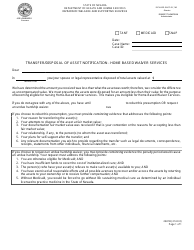 Document preview: Form 2601B Transfer/Disposal of Asset Notification - Home Based Waiver Services - Nevada