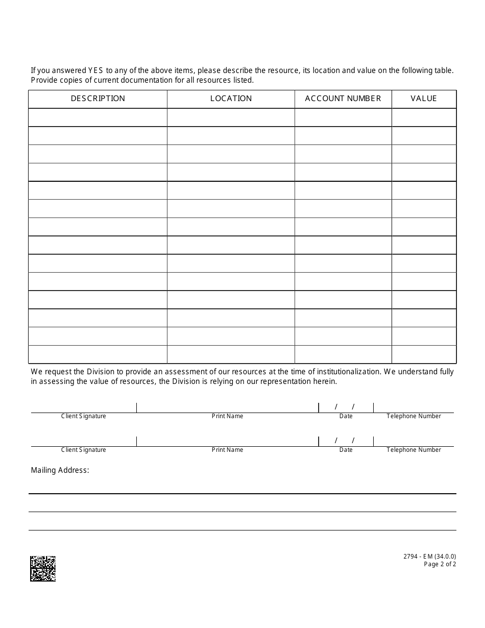 Form 2794-EM - Fill Out, Sign Online and Download Fillable PDF, Nevada ...