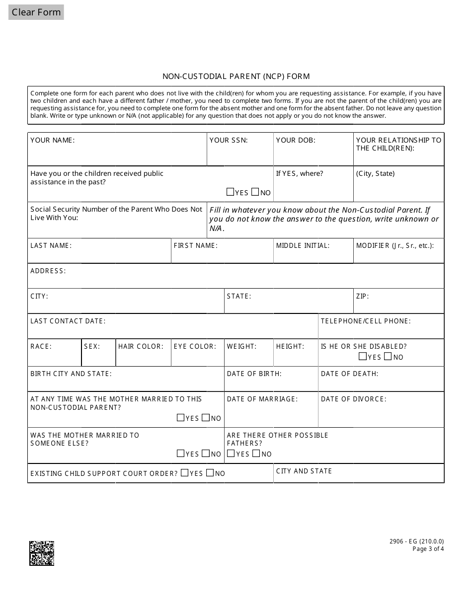 Form 2906-EG Non-custodial Parent (Ncp) Form - Nevada, Page 3