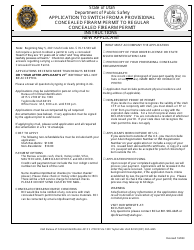 Document preview: Application to Switch From a Provisional Concealed Firarm Permit to Regular Concealed Firearm Permit - Utah