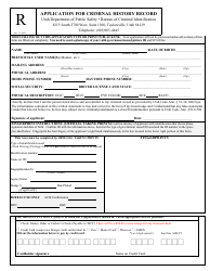 Application for Criminal History Record - Utah, Page 2