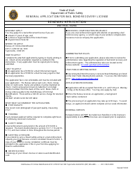 Document preview: Renewal Application for Bail Enforcement Licensing - Utah