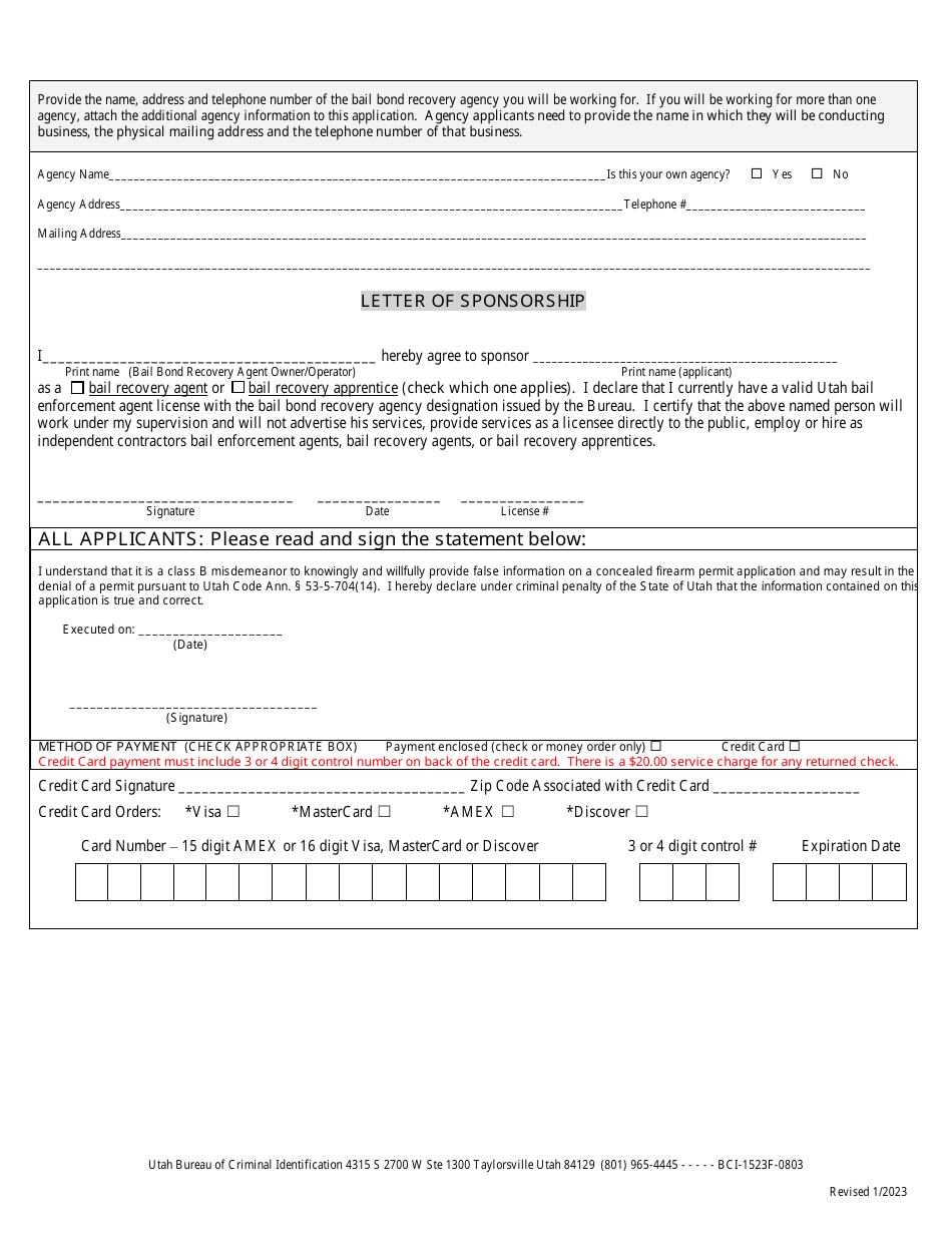 Application for Bail Enforcement Licensing - Utah, Page 4