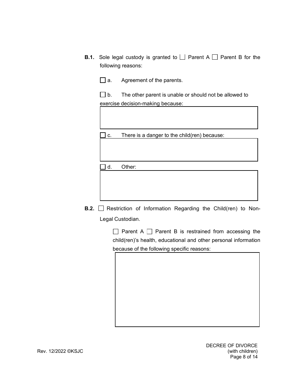 Decree of Divorce (With Children) - Kansas, Page 8