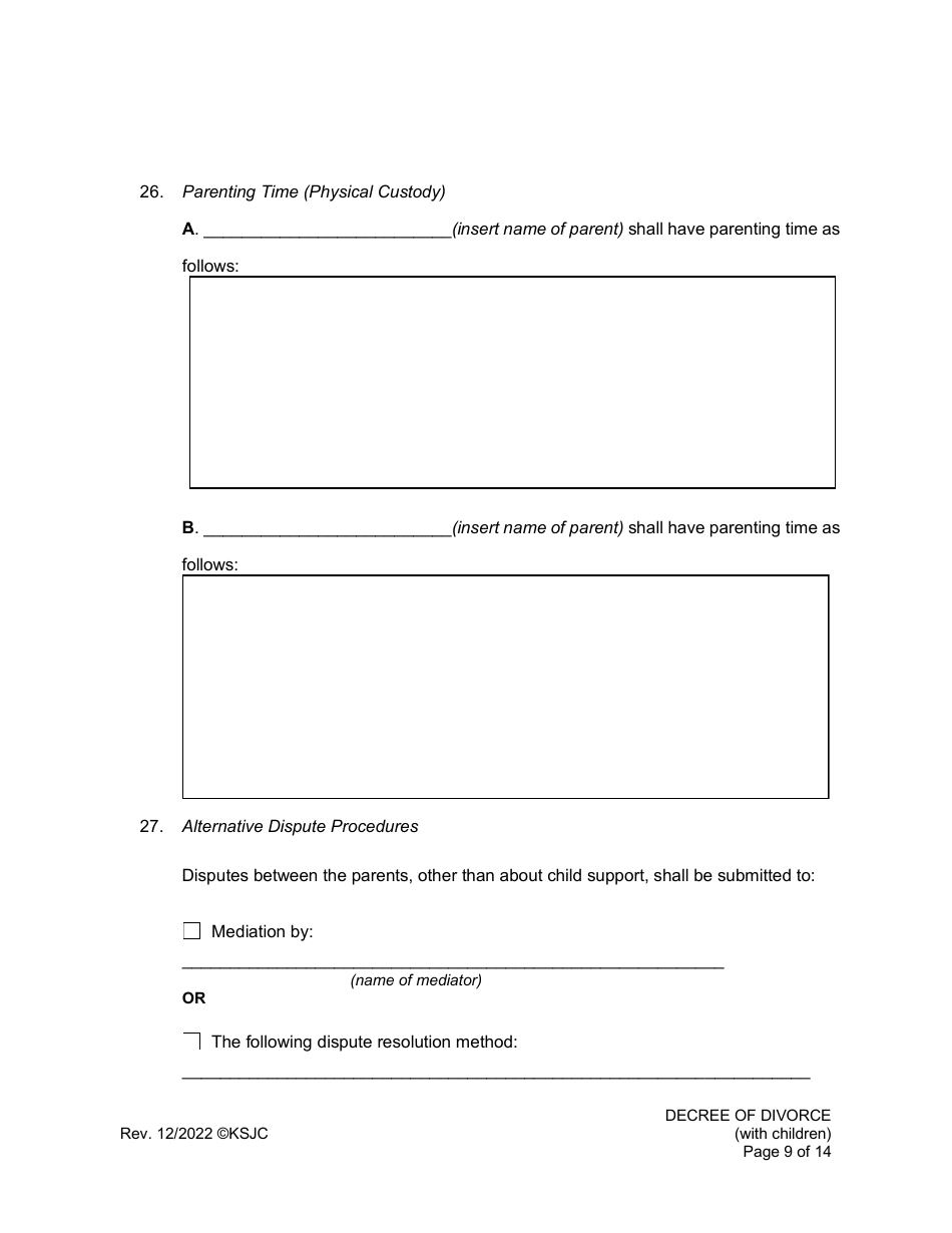 Decree of Divorce (With Children) - Kansas, Page 9