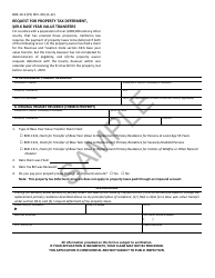 Document preview: Form BOE-19-X Request for Property Tax Deferment, 69.6 Base Year Value Transfers - Sample - California