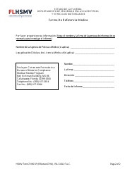 HSMV Formulario 72190 Forma De Referencia Medica - Florida (Spanish), Page 2