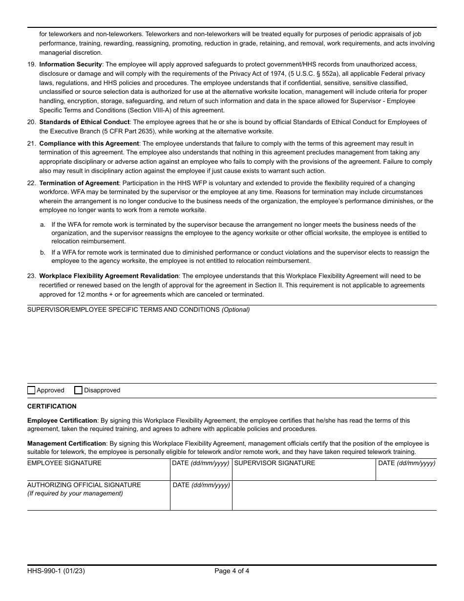 Form HHS-990-1 Hhs Workplace Flexibilities Agreement, Page 4
