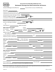 DNR Form 542-0660 General Permit 6 Field Office Notification Form - Wastewater Discharge From Well Construction and Services - Iowa