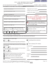 Document preview: Form MDVTPET-INFO COMBO Civil Case Information Statement - Domestic Violence Cases - West Virginia