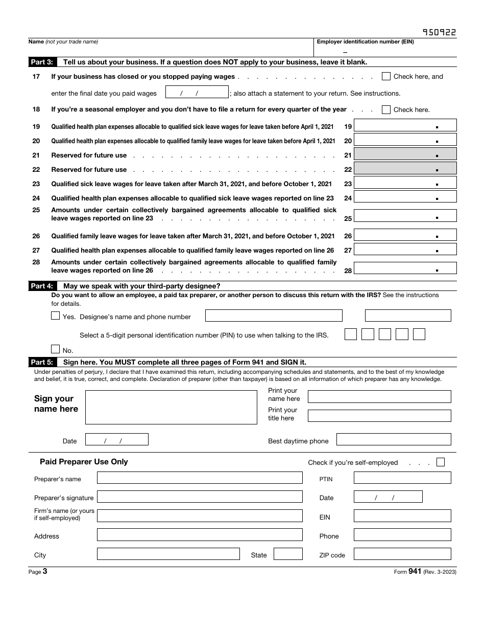 IRS Form 941 - 2023 - Fill Out, Sign Online and Download Fillable PDF ...