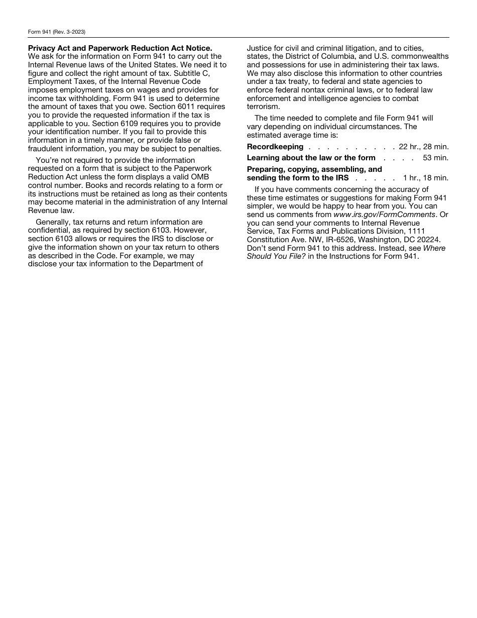 IRS Form 941 Employers Quarterly Federal Tax Return, Page 6